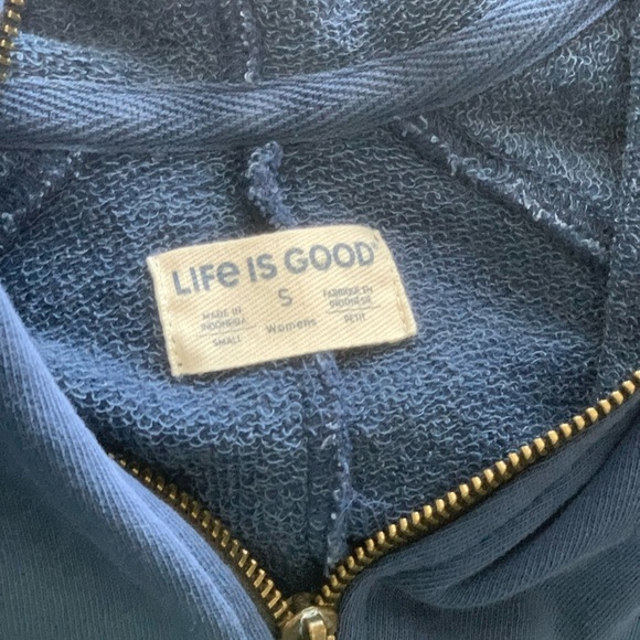 Life is good zip jacket hoodie blue oversized Size S - Picture 8 of 10